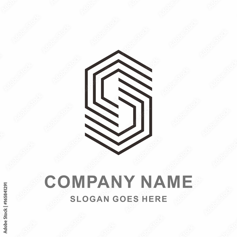 Monogram Letter S Geometric Square Cube Hexagon Architecture Construction Business Company Stock Vector Logo Design Template 
