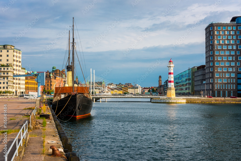 Lighthouse in Harbor of Malmo Sweden