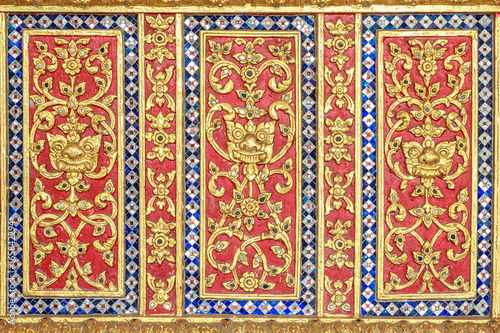 Pattern of Thai art on wall in temple