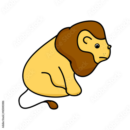 Yellow lion on white background  vector illustration