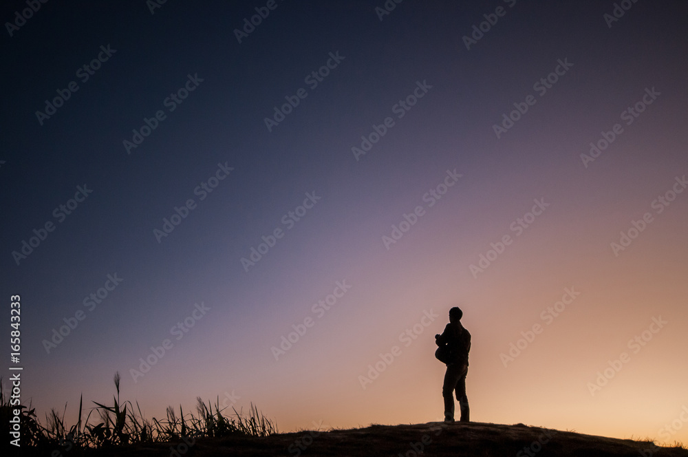 A man silhouette in twilight