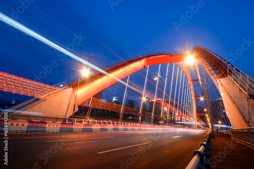 motion blurred traffic on bridge,chongqing china. © onlyyouqj