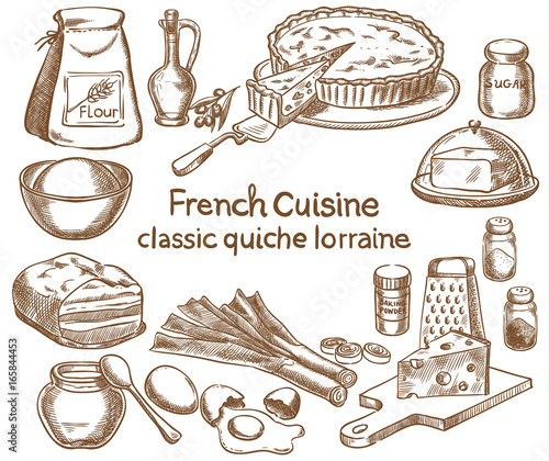 Classic quiche Lorraine, ingredients of the food