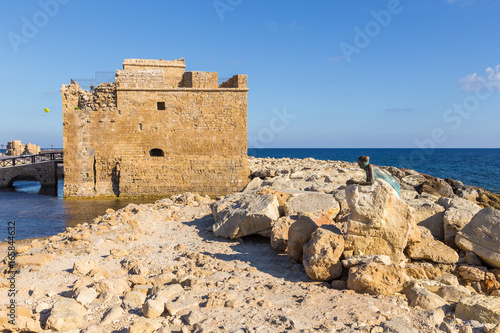 View of the Paphos Castle, fort built by Turks, Cyprus