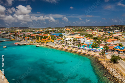 Arriving at Bonaire, capture from Ship at the Capital of Bonaire, Kralendijk in this beautiful island of the Ccaribbean Netherlands, with its paradisiac beaches and water.