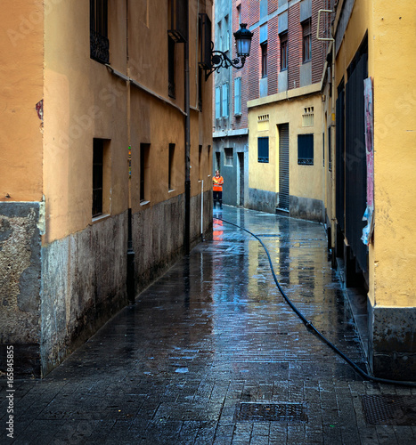 Wet streets of Valencia. photo