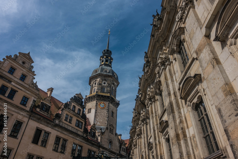 The old buildings in city Dresden against sky