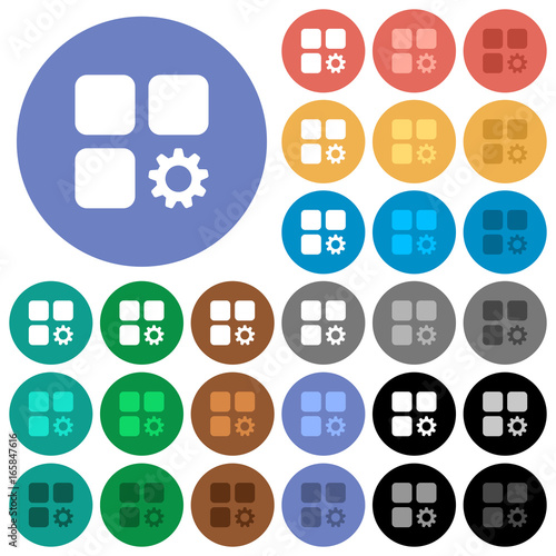 Component settings round flat multi colored icons