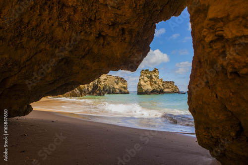 The southern coast of Portugal, the region of the Algarve, beautiful natural beaches with sandy cliffs on the Atlantic coast  © vitaprague