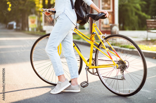 Lovely woman woman with a bicycle