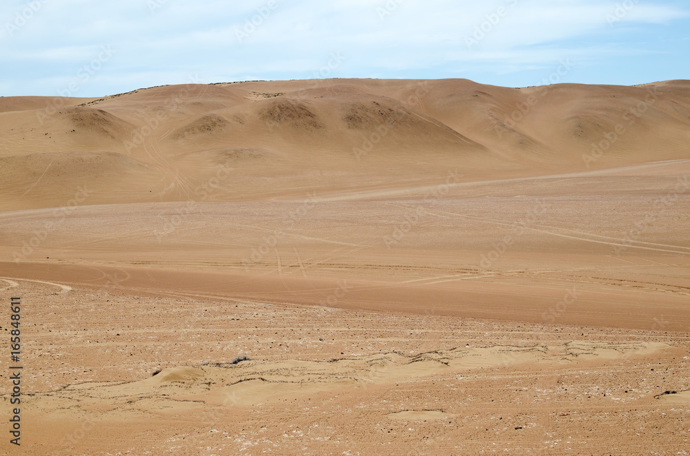 Sands of the desert under bright blue sky with few clouds Sands of the desert under bright blue sky with few clouds