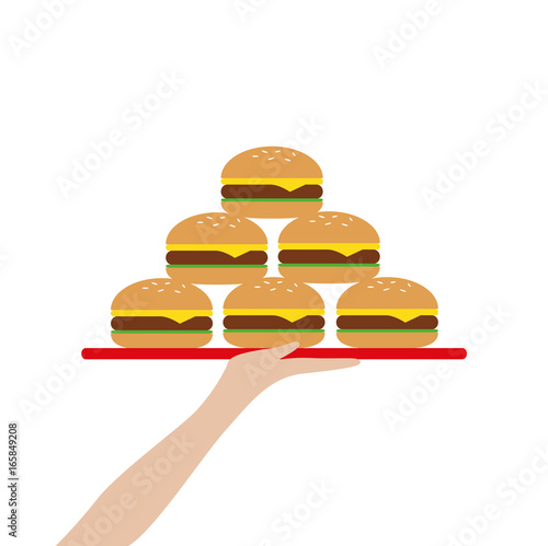 hand reicht tablet mit burgern