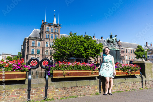 View of Hofvijver Lake in the city center of Den Haag