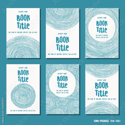 Abstract brush circles - set of six hand drawn book cover templates