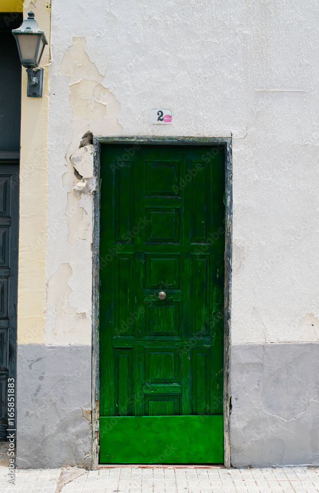 Green door in the old Spanish house, Tenerife