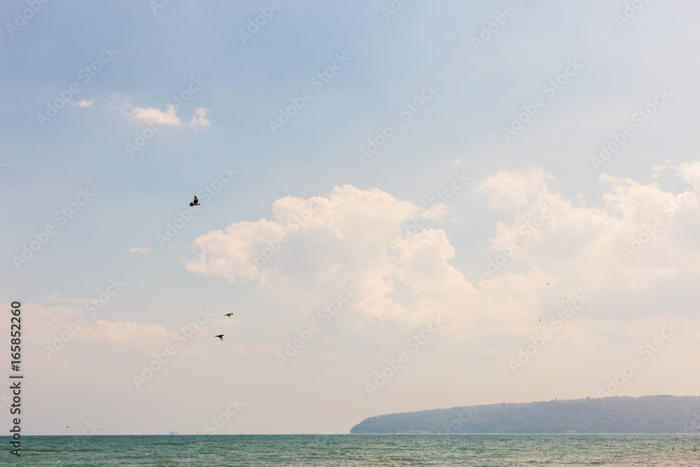 Landscape of the Black sea and sky with clouds