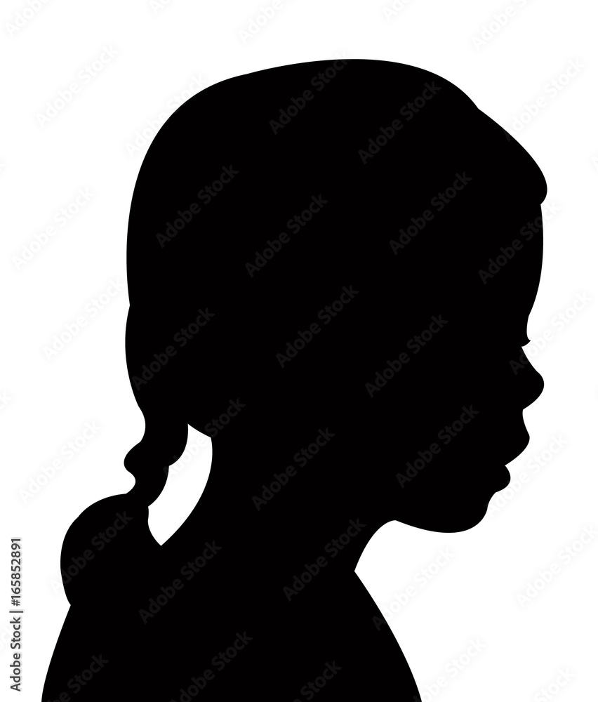 a girl head black color silhouette vector