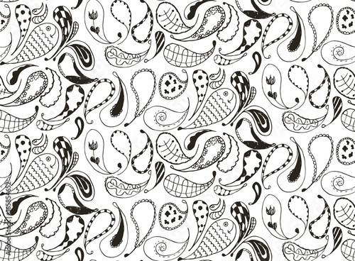 Seamless pattern doodles, zentangle, vector, illustration, freehand pencil. Anti stress coloring book for adults and kids.