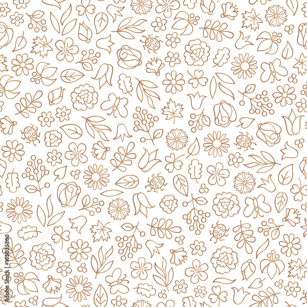 Floral seamless pattern. Flower and leaf icon background. Summer nature decor Floral seamless pattern. Flower and leaf icon background. Summer nature decor