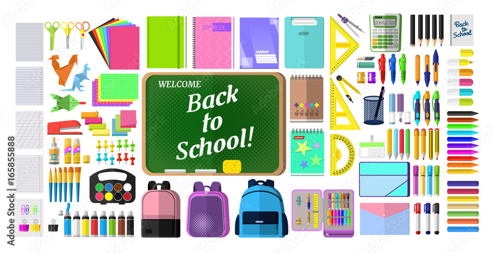 A set of stationery for school, goods for creativity and study, Super sale, back to school A set of stationery for school, goods for creativity and study, Super sale, back to school