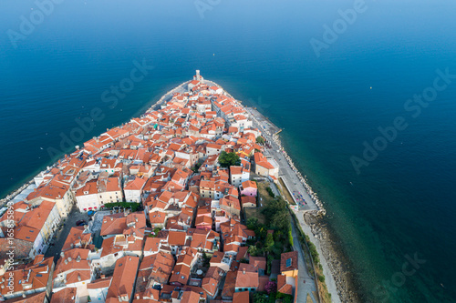 Piran on Slovenian adriatic coast in morning sun