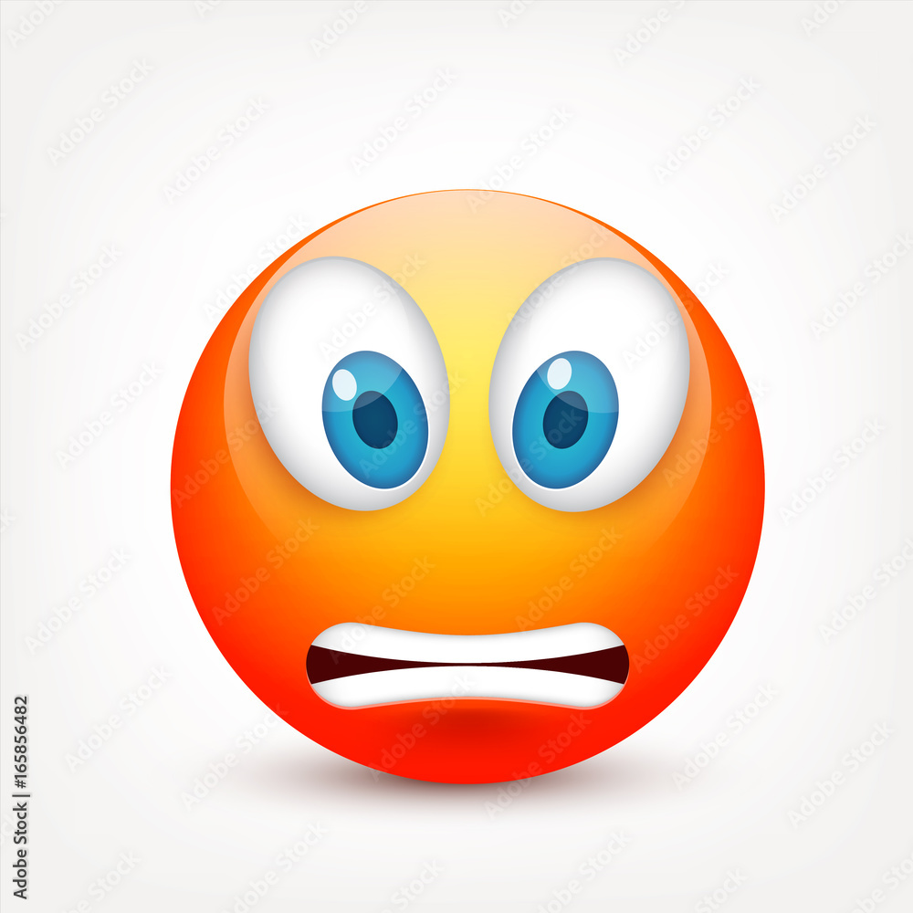 Smiley with blue eyes,emoticon. Yellow face with emotions. Facial expression. 3d realistic emoji. Sad,happy,angry faces.Funny cartoon character.Mood.Vector illustration. Smiley with blue eyes,emoticon. Yellow face with emotions. Facial expression. 3d realistic emoji. Sad,happy,angry faces.Funny cartoon character.Mood.Vector illustration.