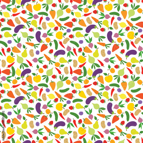 Vegetable icon seamless pattern. Healthy food ingredient background