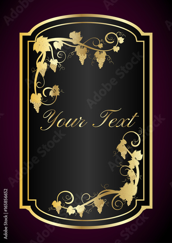 Wine label template for wine in black and gold
