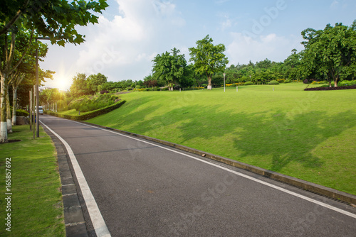 The beautiful road is surrounded by greenery
