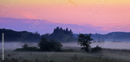 Bright misty sunset