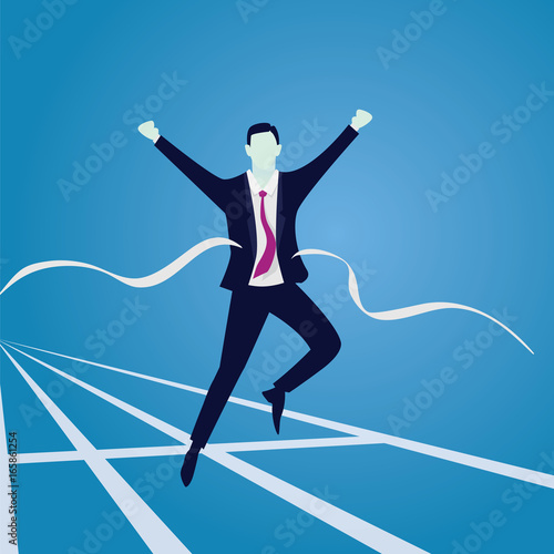 Businessman Crossing Finish Line