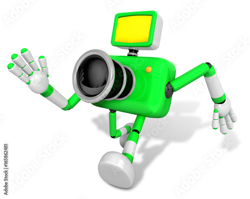 The Running Green Camera Character toward the Left. Create 3D Camera Robot Series.