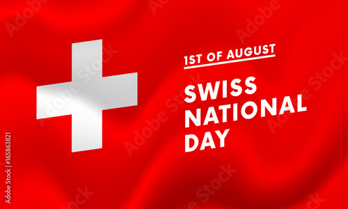 1st of August Swiss national day banner vector illustration