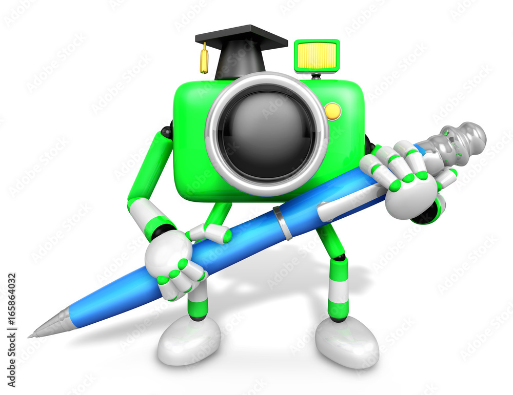 Green Camera Character ballpoint pen a handwriting. Create 3D Camera Robot Series. Green Camera Character ballpoint pen a handwriting. Create 3D Camera Robot Series.