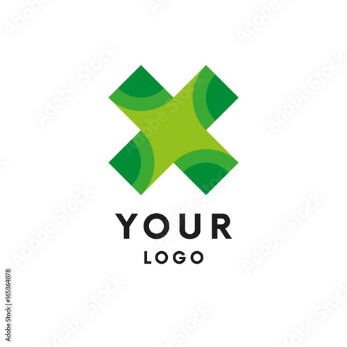 Spinner logo in green cross. Simple logo. Vector illustration.