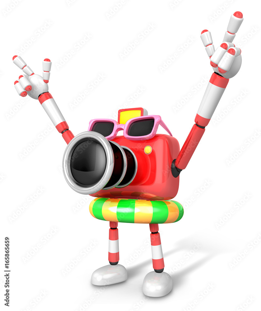 3D Red Camera Character on their Vacation journey. Create 3D Camera Robot Series. 3D Red Camera Character on their Vacation journey. Create 3D Camera Robot Series.
