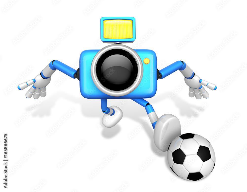 Strong 3d Camera character kicking a soccer ball. Create 3D Camera Robot Series. Strong 3d Camera character kicking a soccer ball. Create 3D Camera Robot Series.