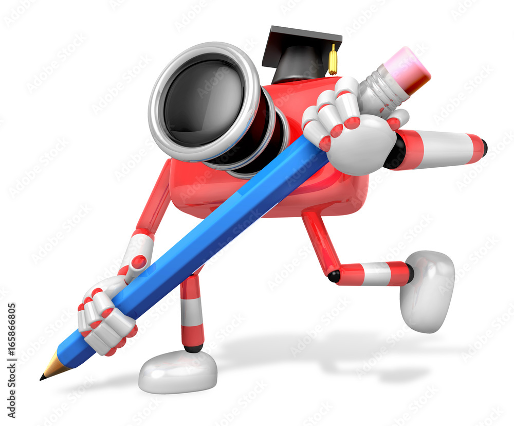 Red Camera Character pencil a handwriting. Create 3D Camera Robot Series. Red Camera Character pencil a handwriting. Create 3D Camera Robot Series.