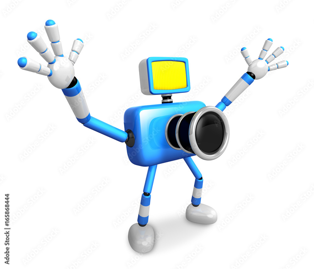 Nonsense blue Camera Character stretched out both hands. Create 3D Camera Robot Series. Nonsense blue Camera Character stretched out both hands. Create 3D Camera Robot Series.
