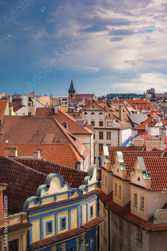 Prague in daytime vertical with bubbles in the air