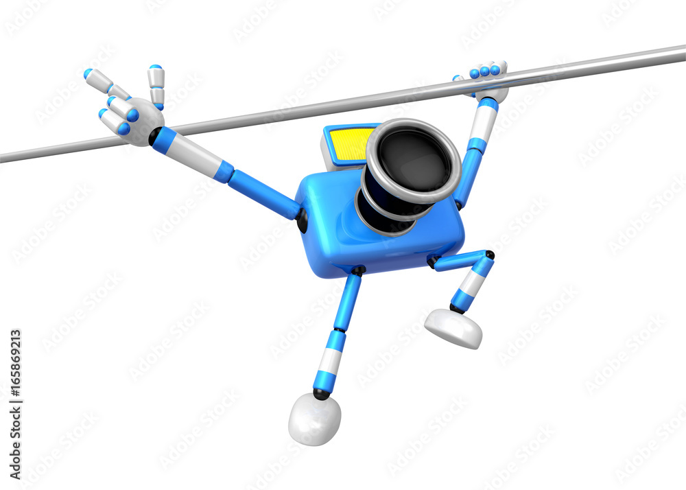 Blue camera with one hand horizontal bar exercises. Create 3D Camera Robot Series. Blue camera with one hand horizontal bar exercises. Create 3D Camera Robot Series.