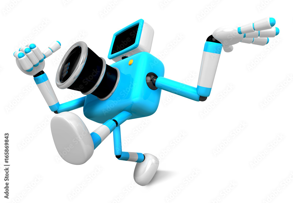Rushing toward the left side of the Cyan Camera Character. Create 3D Camera Robot Serie. Rushing toward the left side of the Cyan Camera Character. Create 3D Camera Robot Serie.