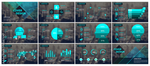Green and black elements for infographics. Presentation templates. Use in presentation, flyer and leaflet, corporate report, marketing, advertising, annual report, banner.
