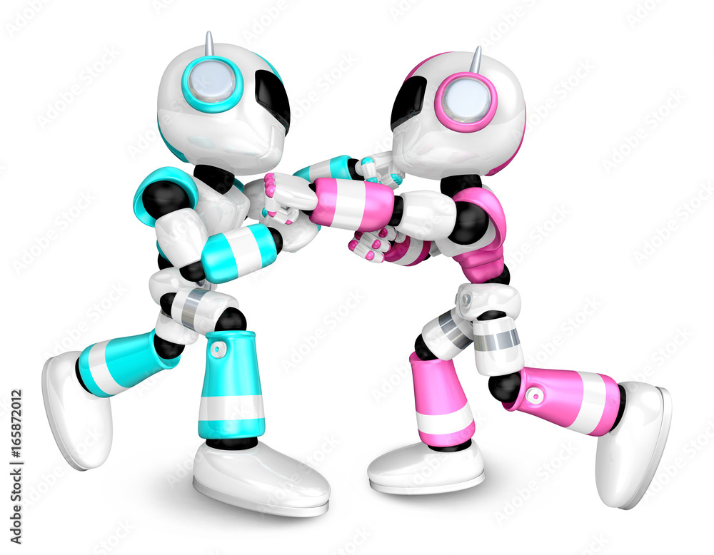 The pink robots and sky blue robot boxing matches. Create 3D Humanoid Robot  Series. Stock Photo | Adobe Stock
