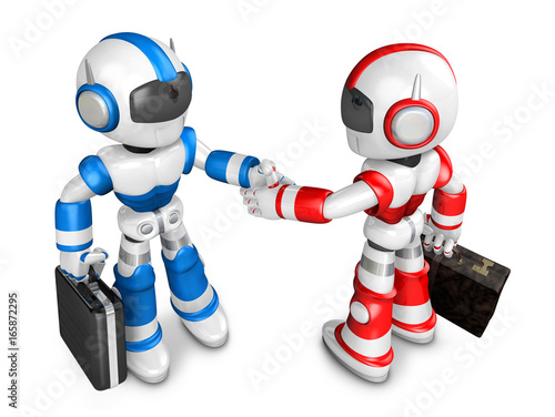 Shake hands Blue robot 