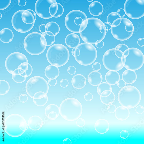 Vector Bubbles on Blue Background.