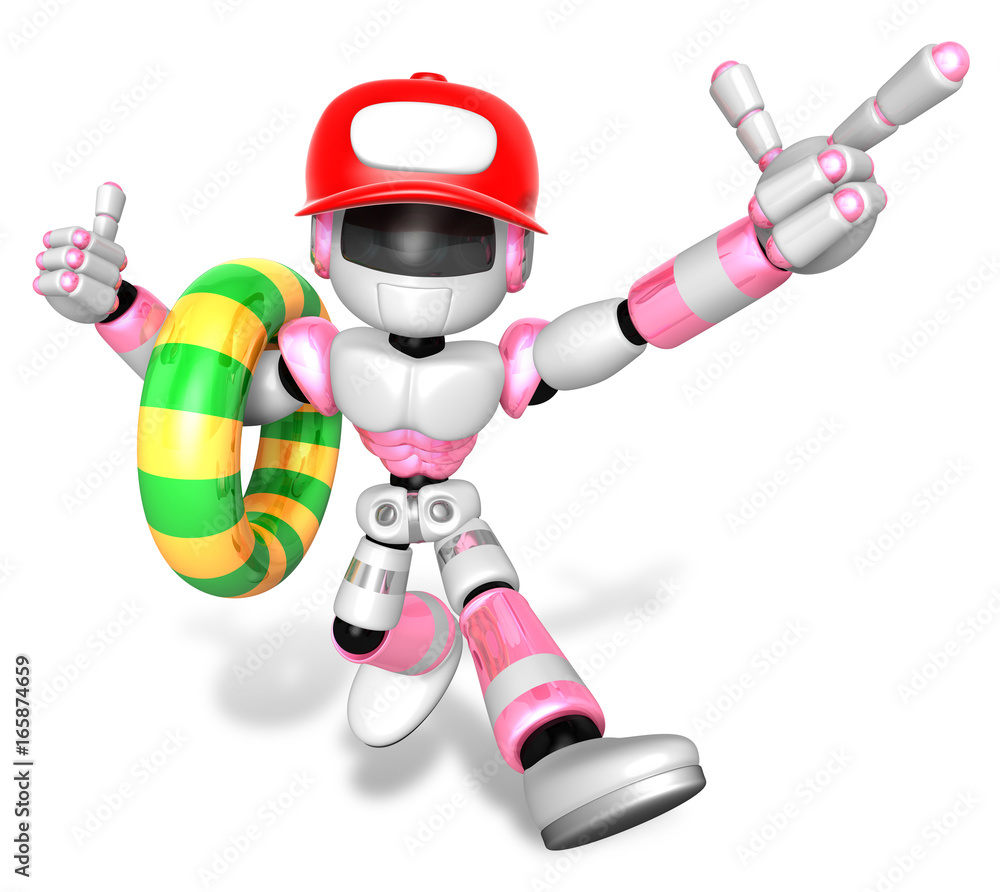 3d Pink robot Rescue operations are on summer vacation. Create 3D Humanoid Robot Series. 3d Pink robot Rescue operations are on summer vacation. Create 3D Humanoid Robot Series.