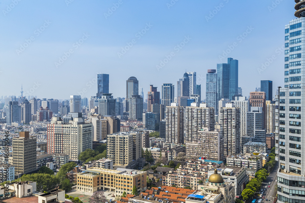 Obraz premium widok z lotu ptaka na miasto nanjing w Chinach