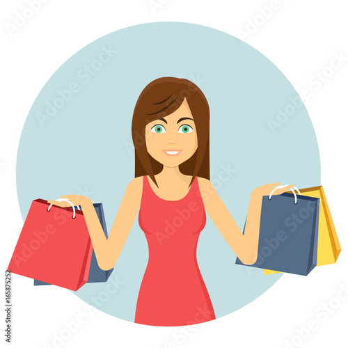 Einkaufen Shopping Flat Design Vektor Grafik Illustration Icon