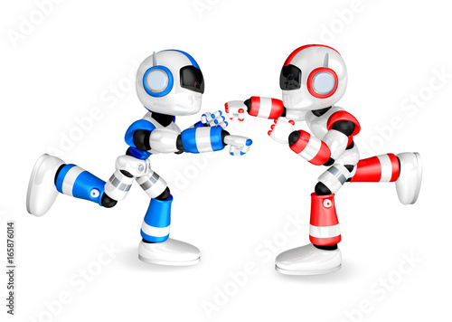 The Blue robots and Red robot boxing matches. Create 3D Humanoid Robot Series.